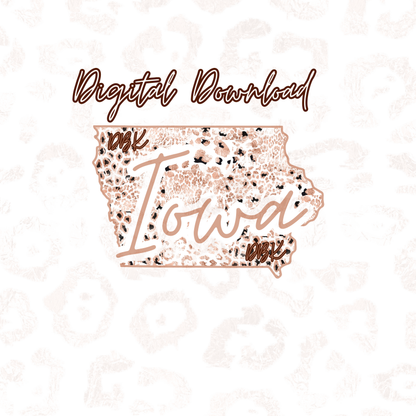 Iowa Rose Gold Leopard Digital Download