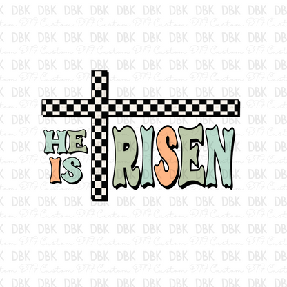 He is Risen check DTF transfer W74