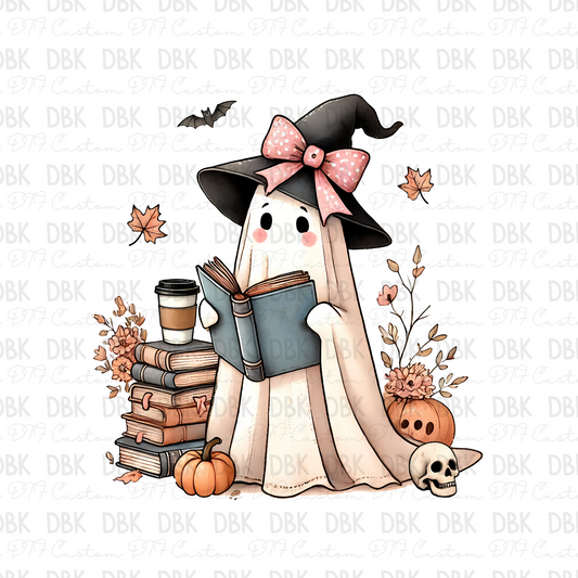 Ghost girl with books DTF transfer H153