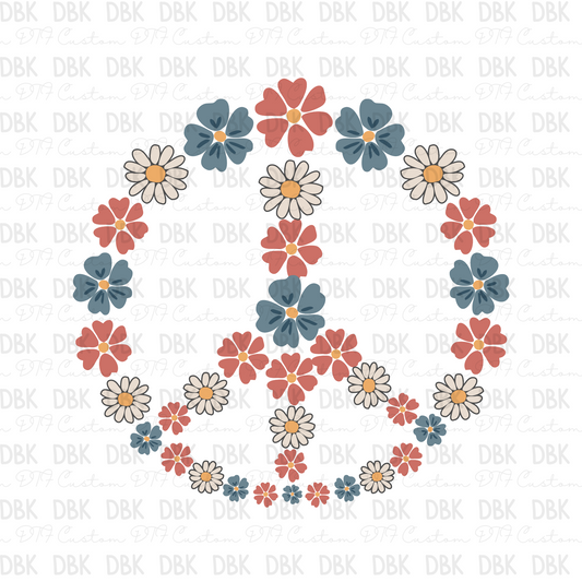 Peace daisy DTF transfer R104