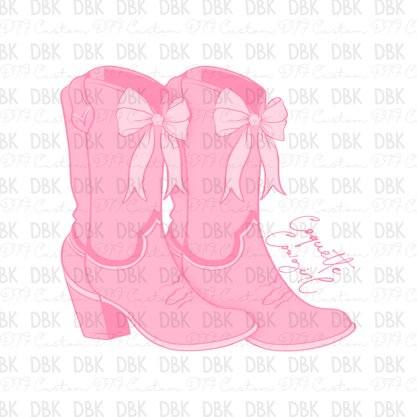 Cowgirl pink boots DTF transfer