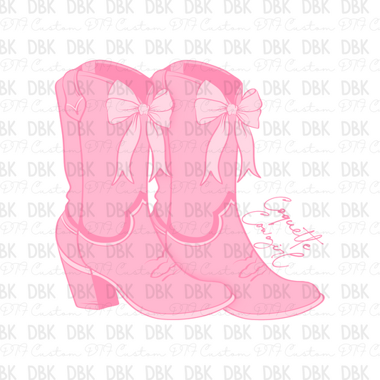 Cowgirl pink boots DTF transfer