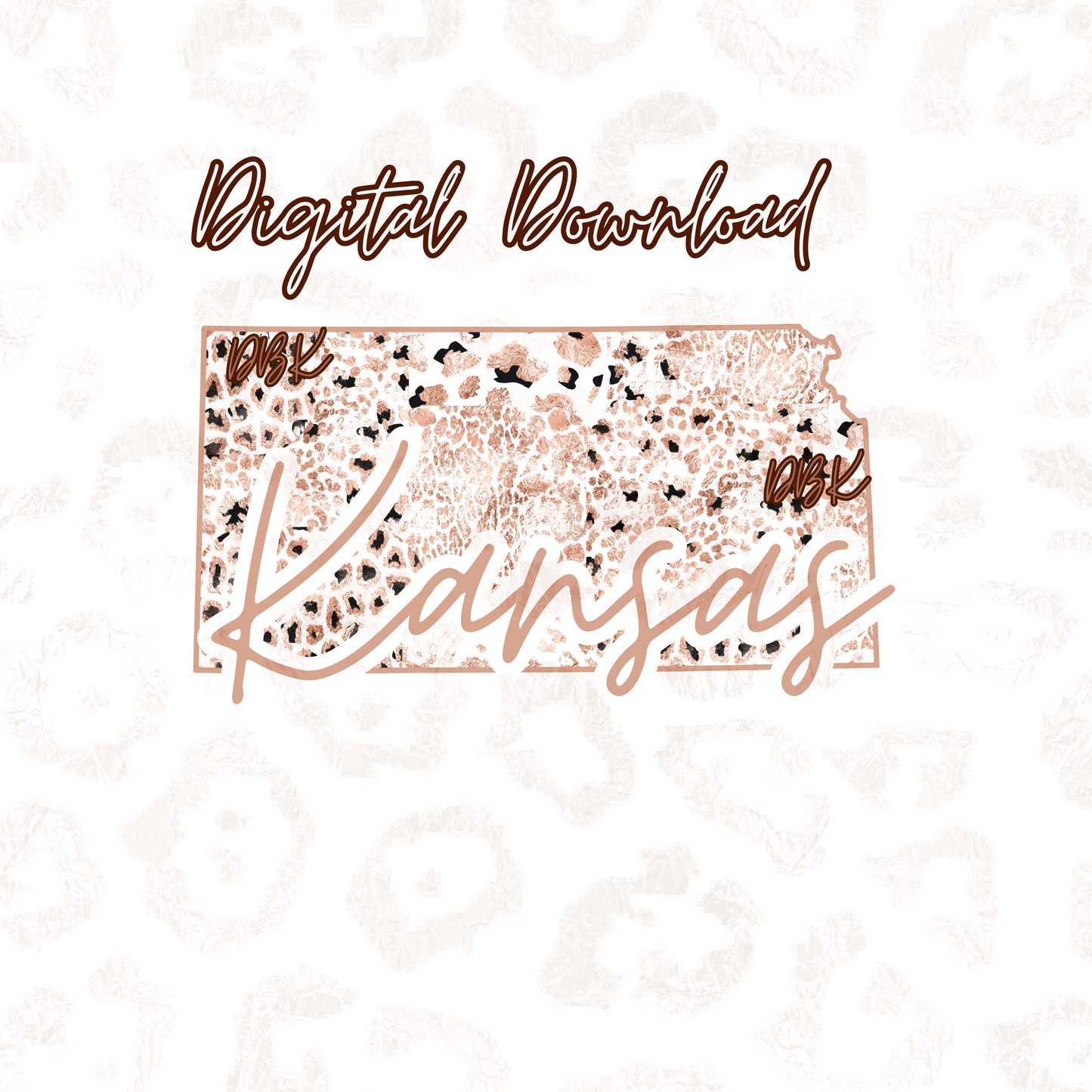 Kansas Rose Gold Leopard Digital Download