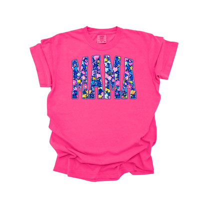 Blue Floral Mama DTF Transfer