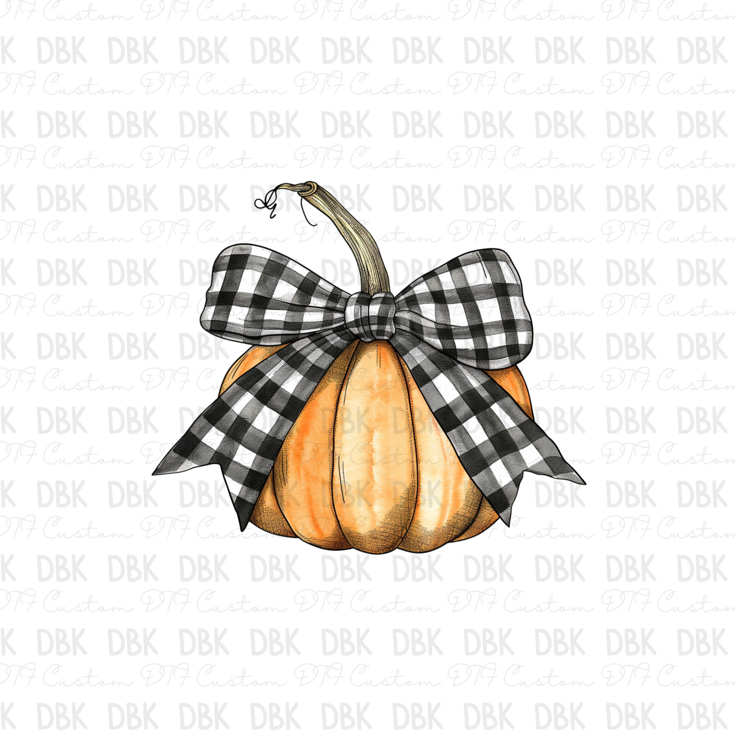 Black white check Pumpkin DTF transfer F59
