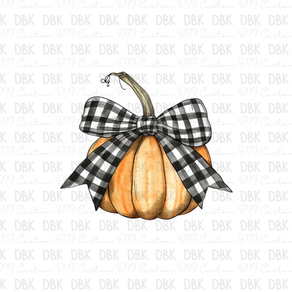 Black white check Pumpkin DTF transfer F59