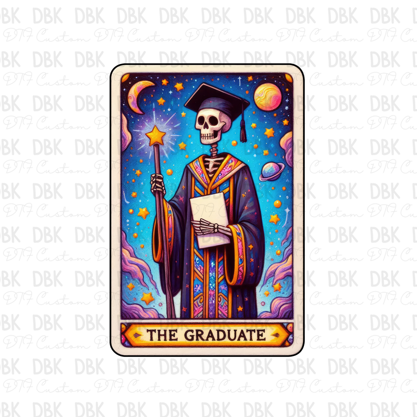 The graduate tarot card DTF transfer