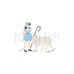 lamb blue dress DTF transfer