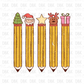 Christmas pencils DTF transfer E96