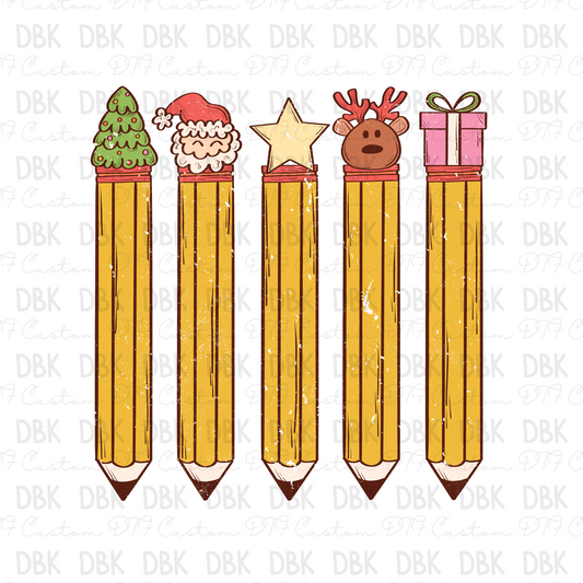 Christmas pencils DTF transfer E96