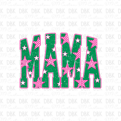 Green stars mama DTF Transfer