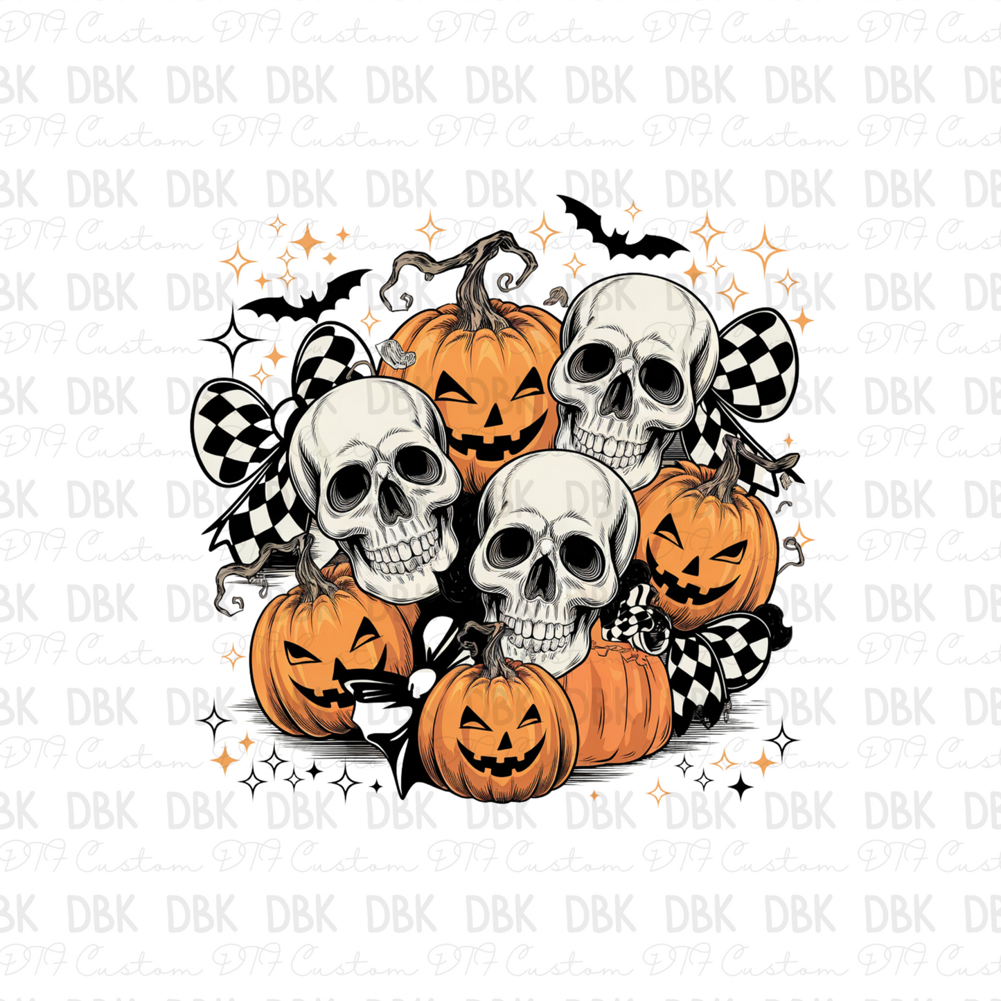 Skulls & pumpkins DTF transfer