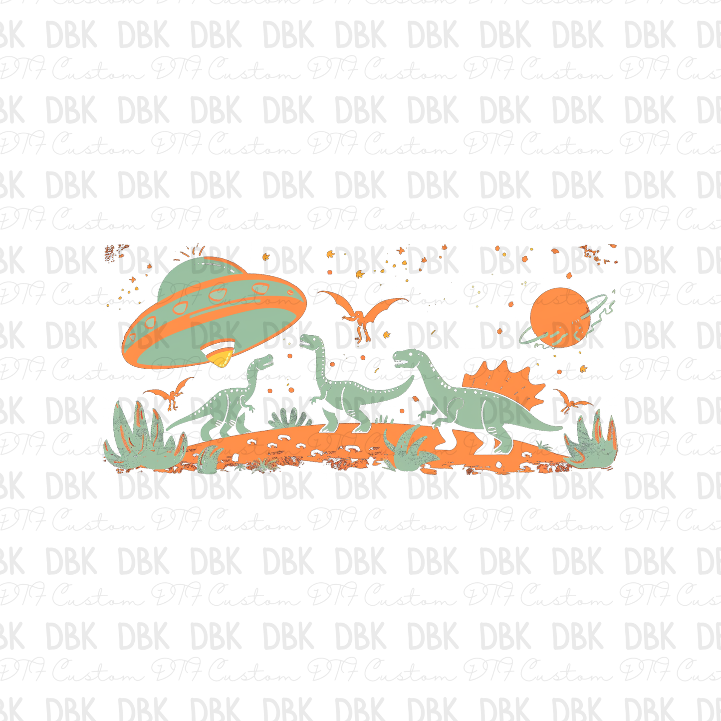 Space dinos DTF transfer