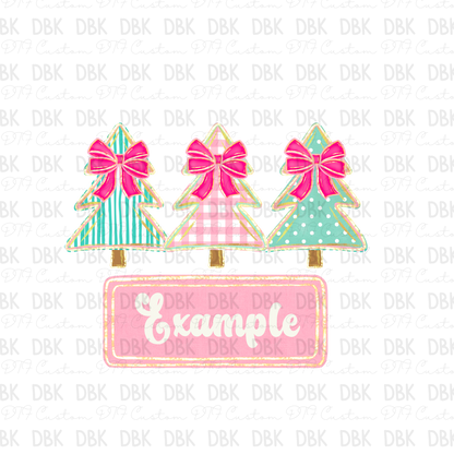 Christmas Bows Custom name DTF Transfer ONLY