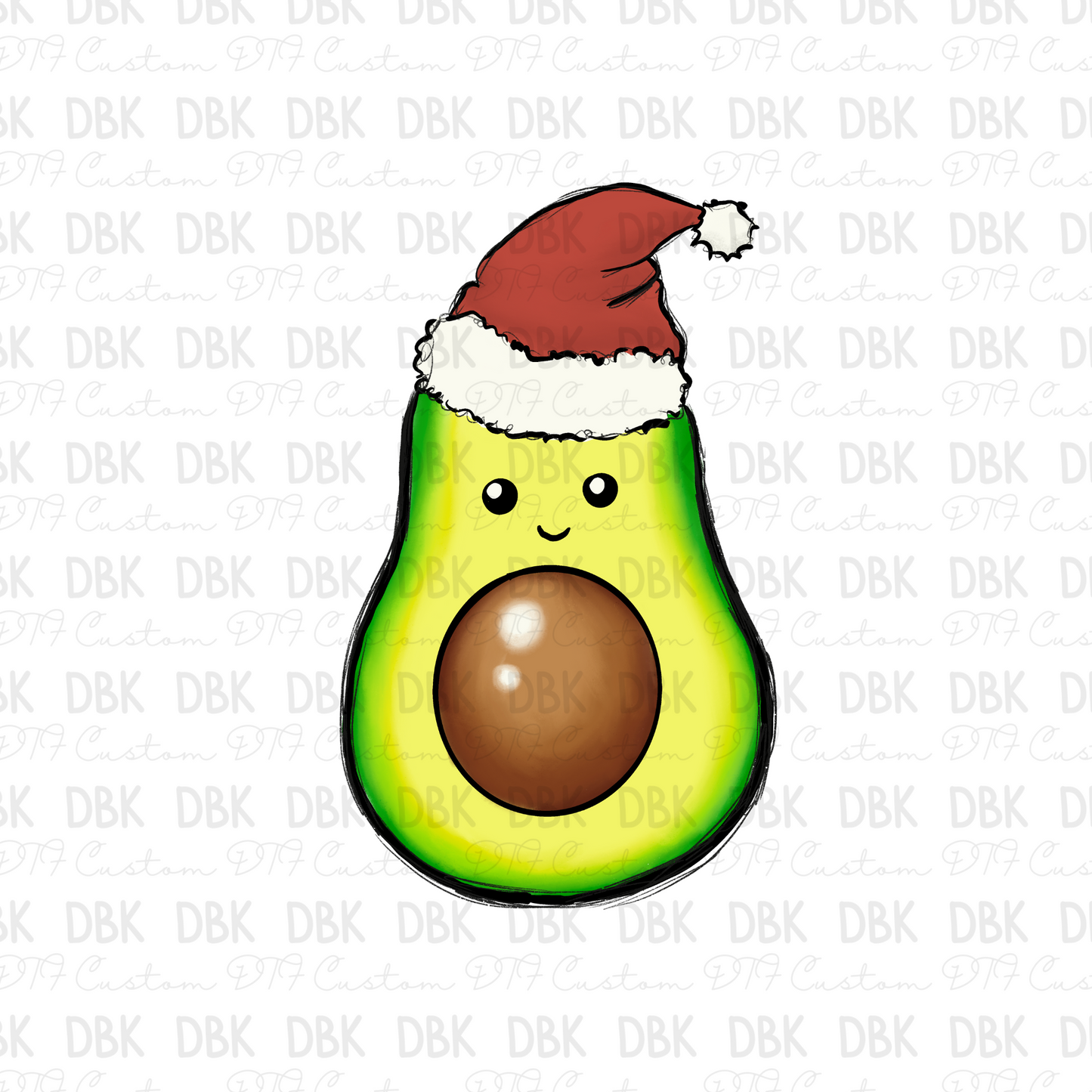 Avocado Santa hat DTF transfer E68