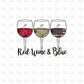 Red wine & blue DTF transfer R159
