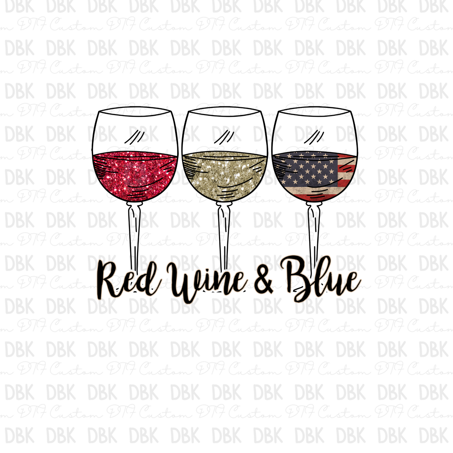 Red wine & blue DTF transfer