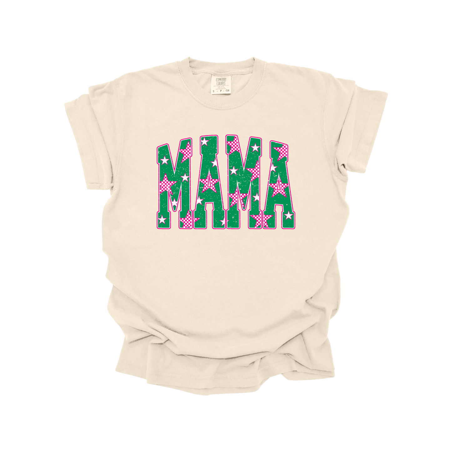 Green stars mama DTF Transfer