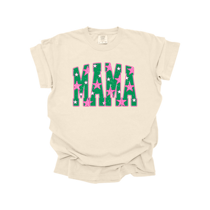 Green stars mama DTF Transfer