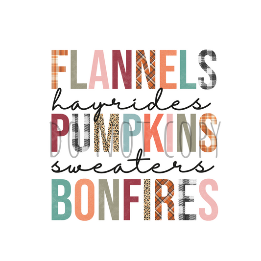 Flannels Pumpkins Bonfires DTF transfer F4