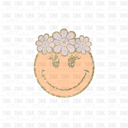 Floral Smiley DTF transfer