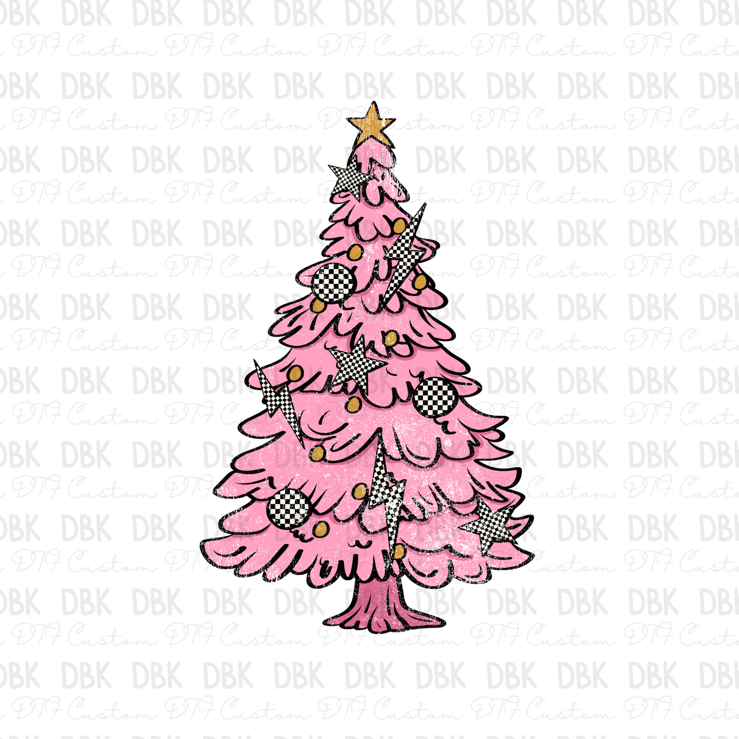 Pink Tree DTF Transfer