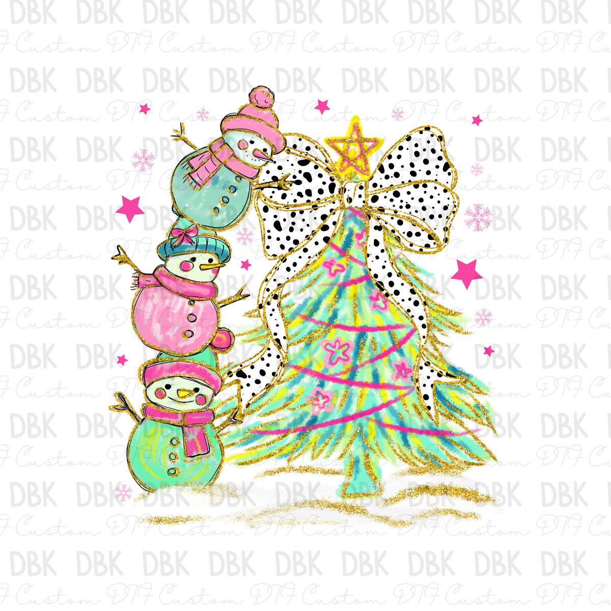 Bright Snowmen DTF Transfer
