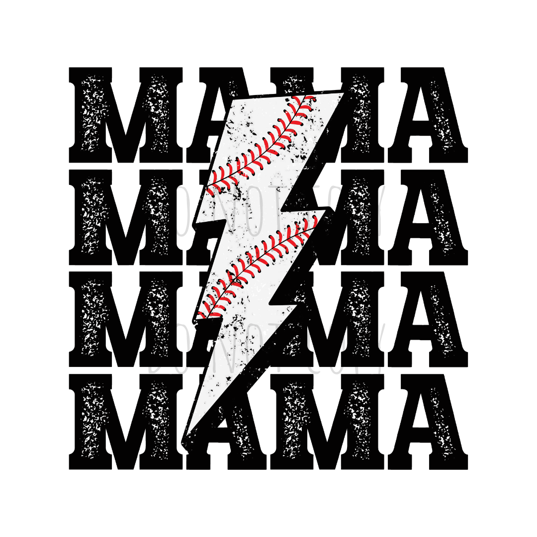 Mama Baseball bolt DTF transfer C32