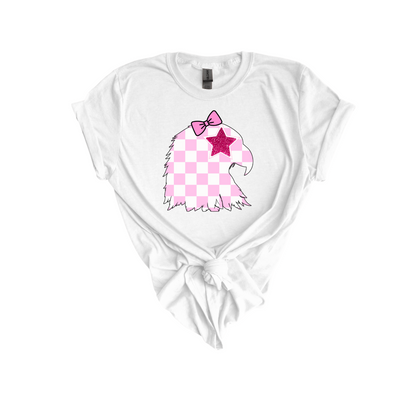 Checkered eagle pink DTF transfer K83