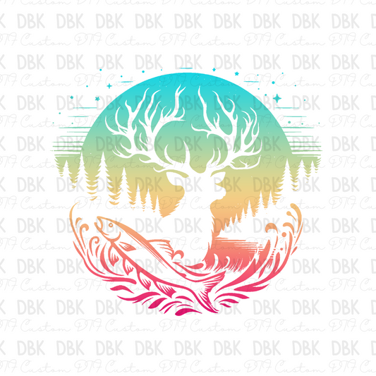 Deer/fish COLOR 1 DTF transfer