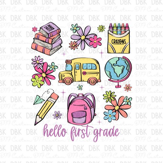 Hello first grade (girl) DTF transfer A92