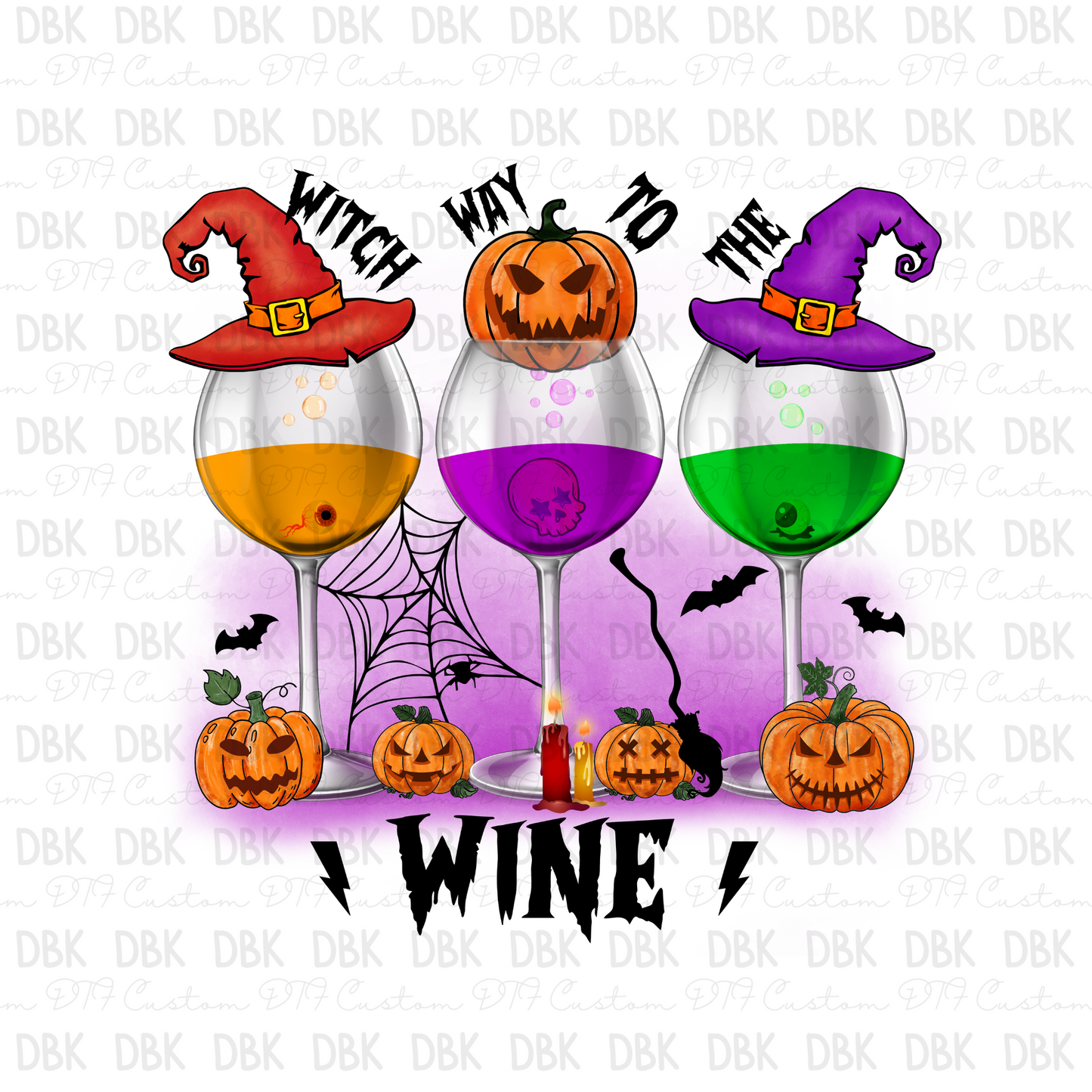 Witch way to the wine DTF transfer H124