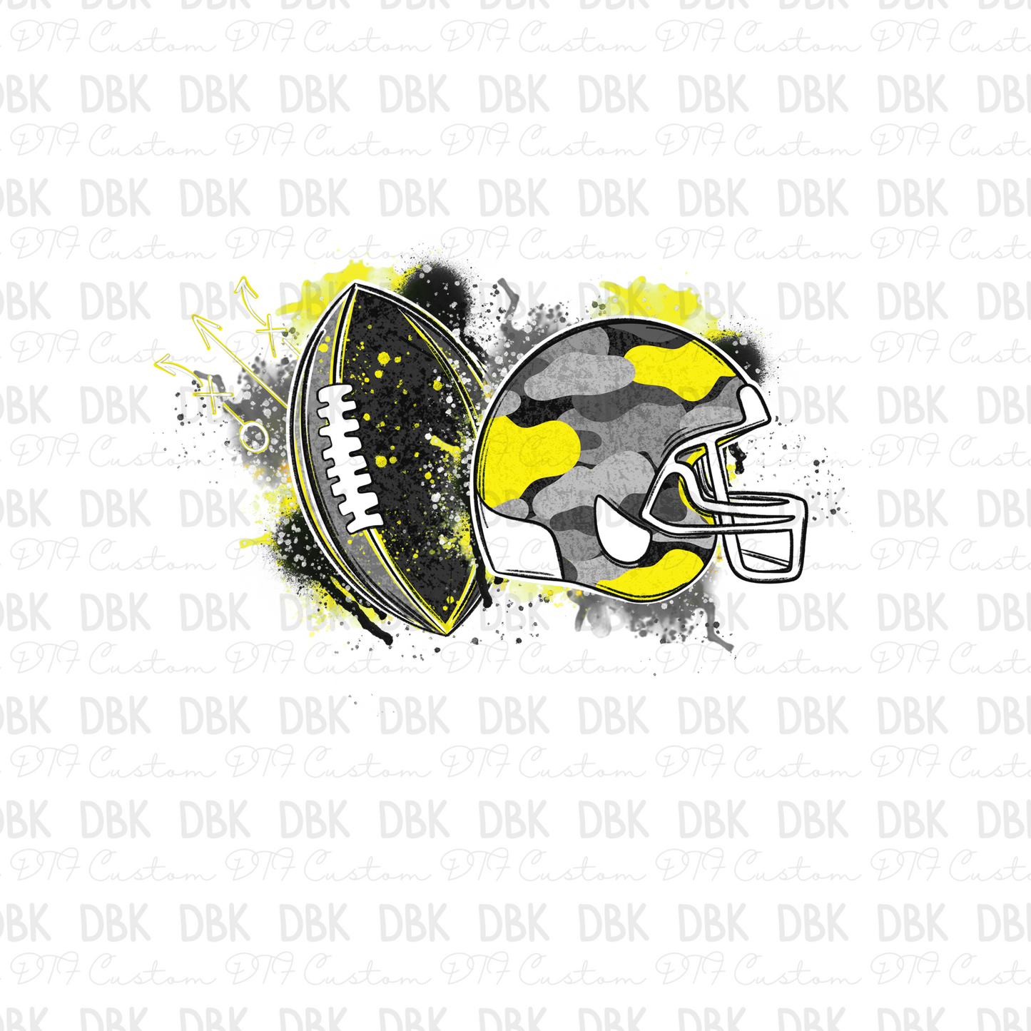 Yellow Football DTF transfer C86