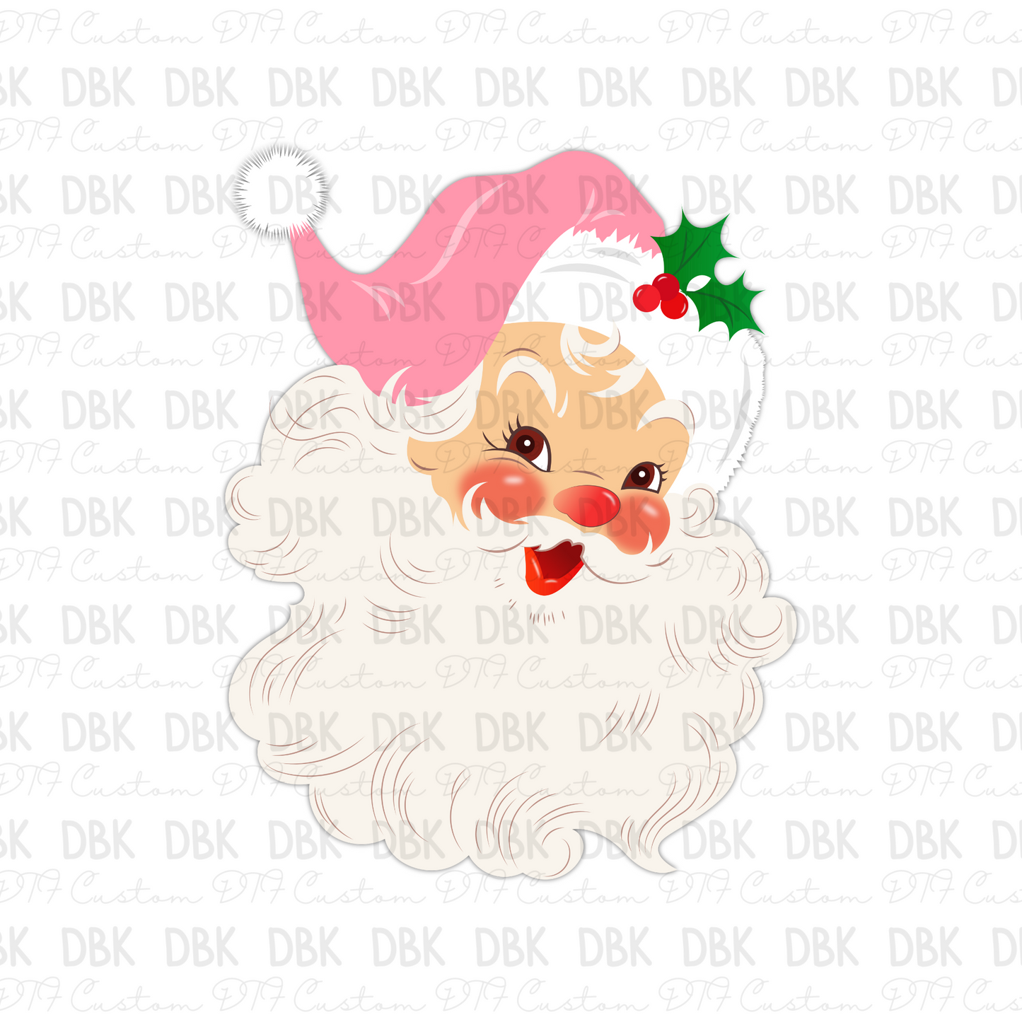 Pink Santa DTF transfer E71