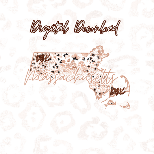 Massachusetts Rose Gold Leopard Digital Download