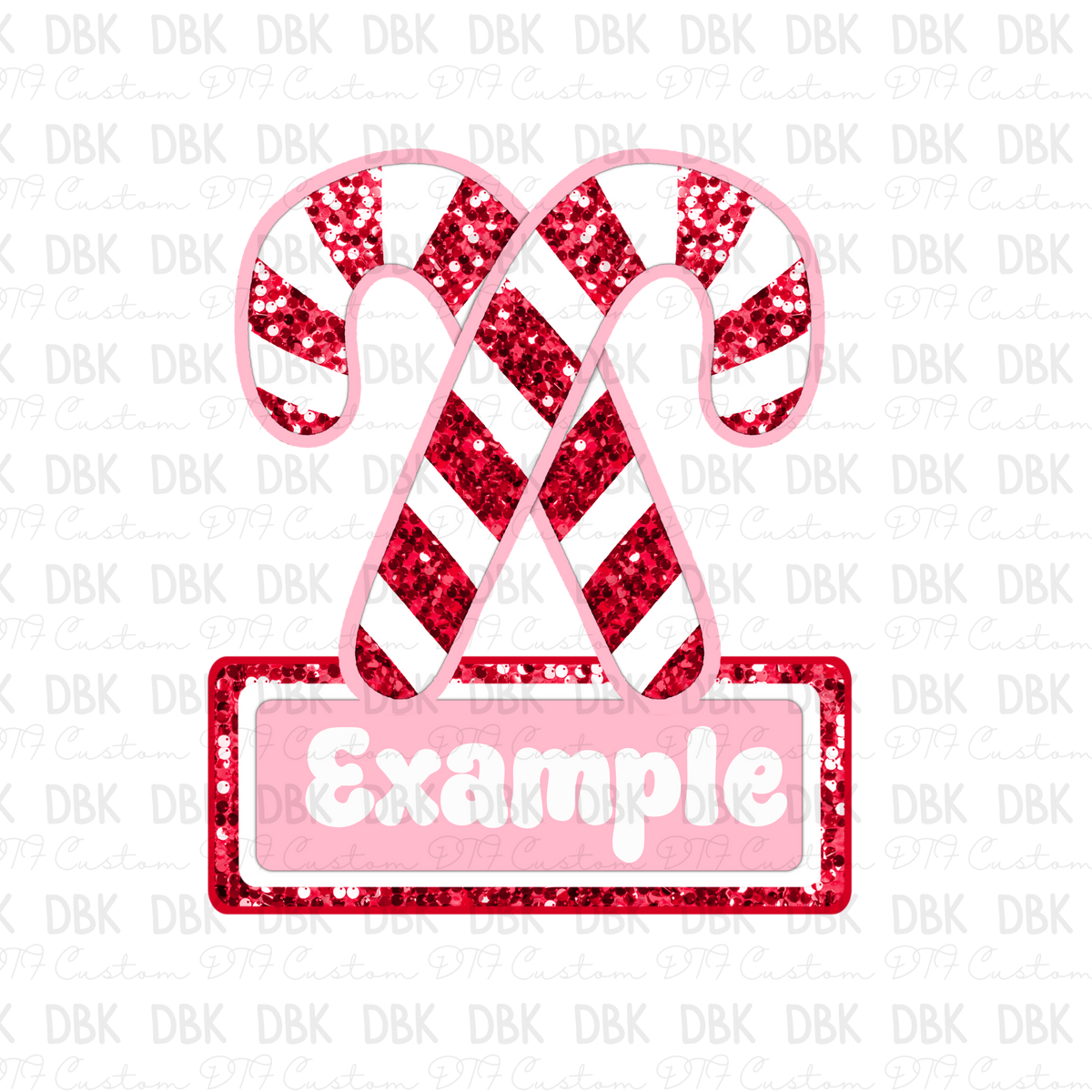 Pink Candy Cane Christmas Custom name DTF Transfer ONLY