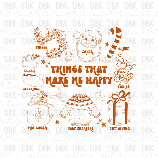 Things that make me happy ORANGE DTF transfer E101