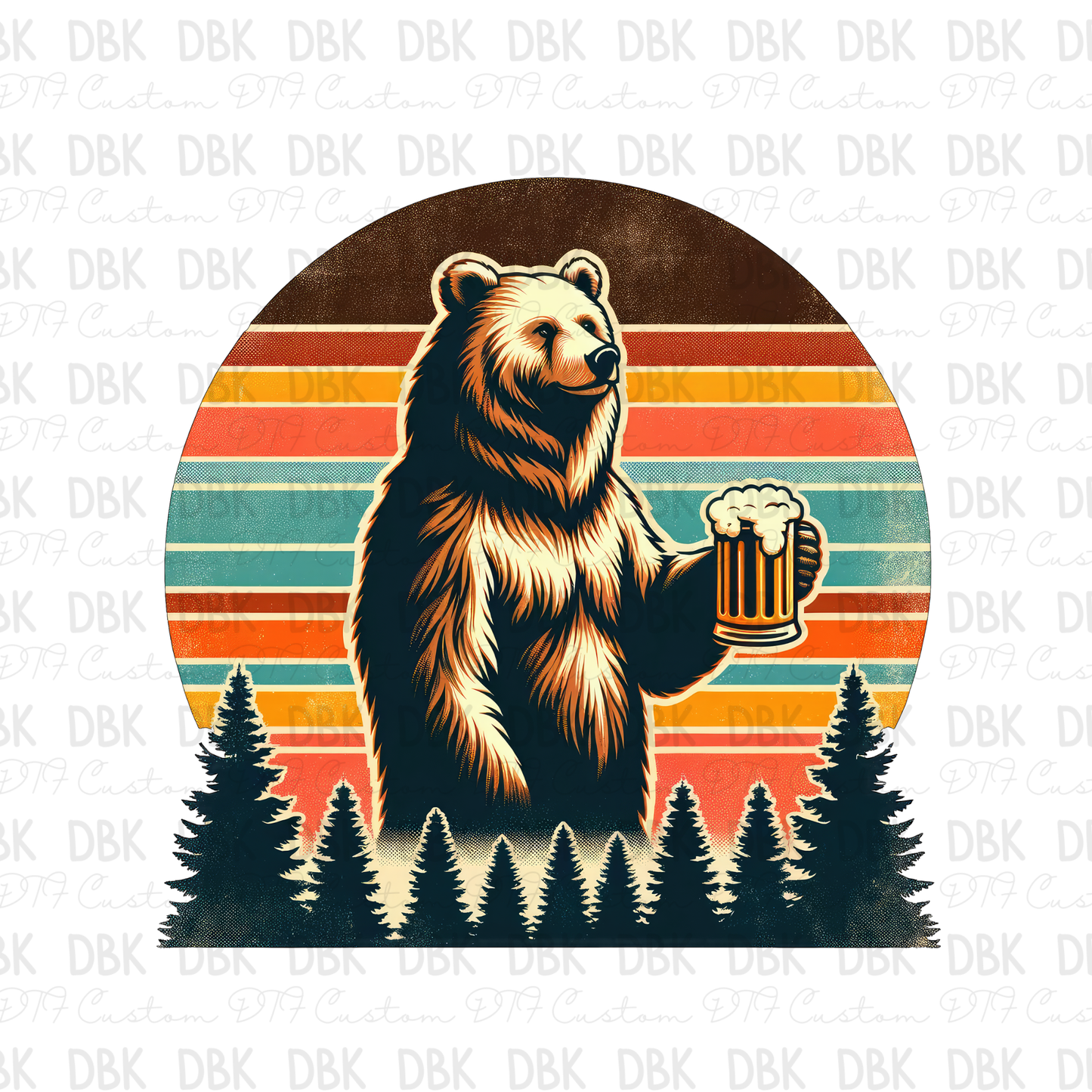 Bear holding A beer DTF Transfer I168