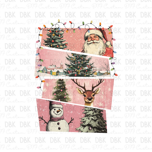 Pink Christmas DTF transfer E272