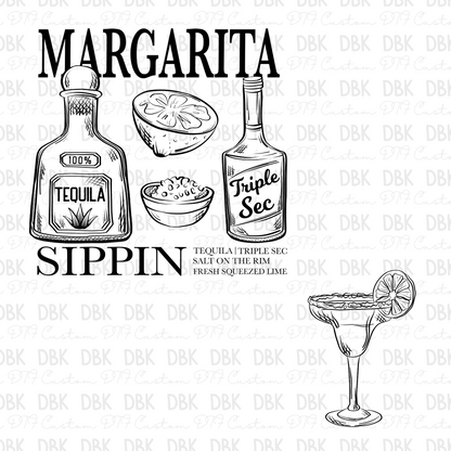 Margarita Sippin' DTF Transfer (don't forget to purchase the pocket) BLACK
