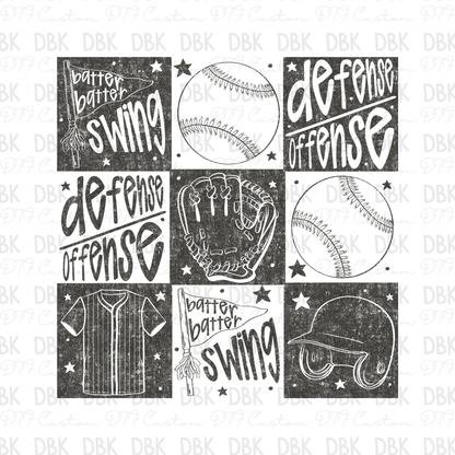 Baseball Things DTF Transfer GREY C207