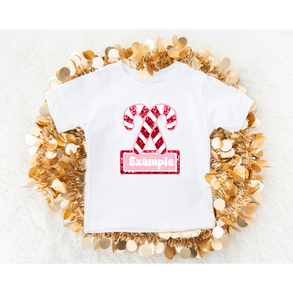 Pink Candy Cane Christmas Custom name DTF Transfer ONLY