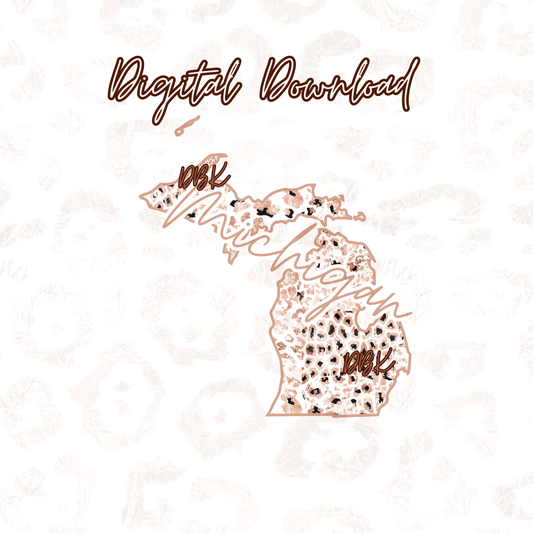 Michigan Rose Gold Leopard Digital Download