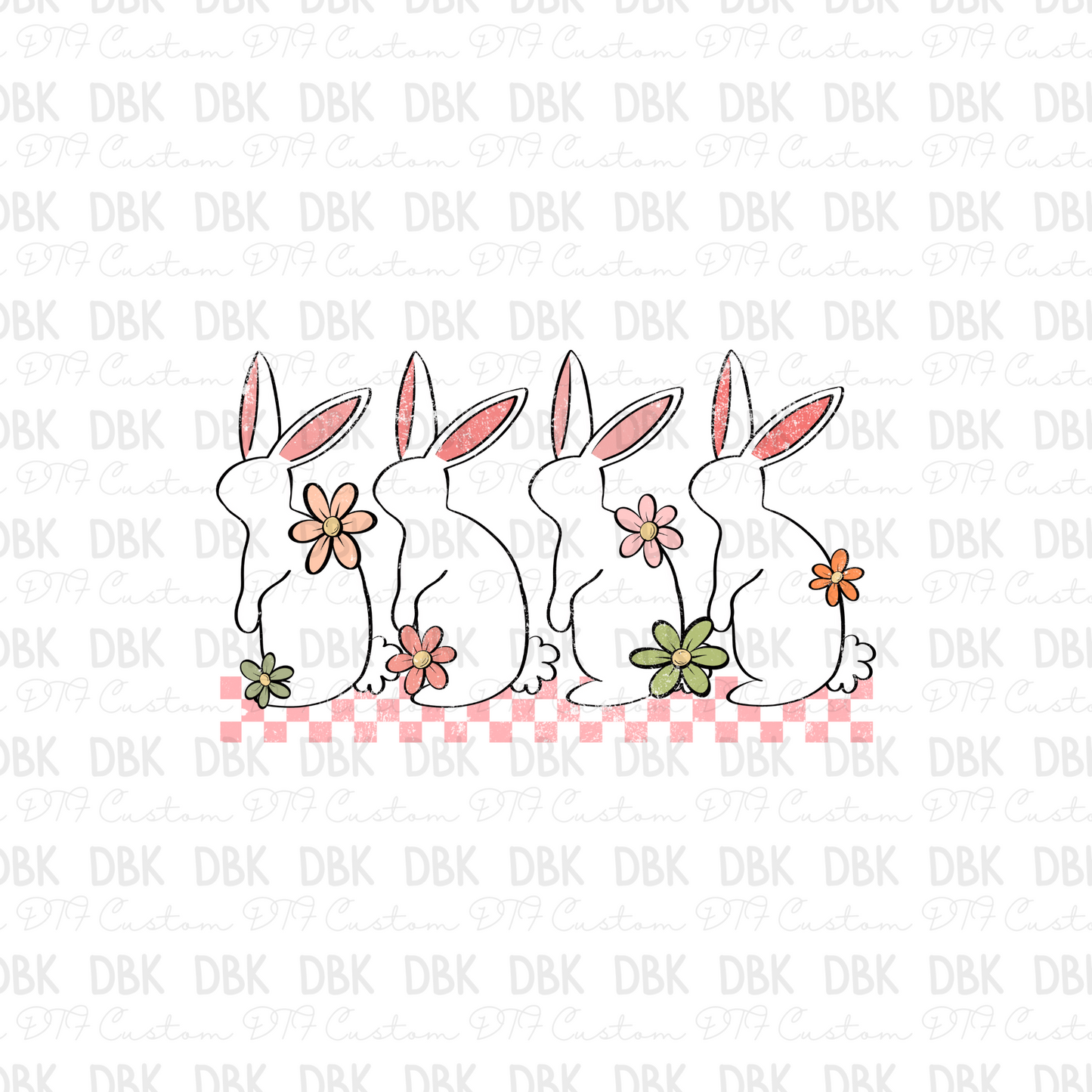 Floral Bunnies DTF Transfer W47