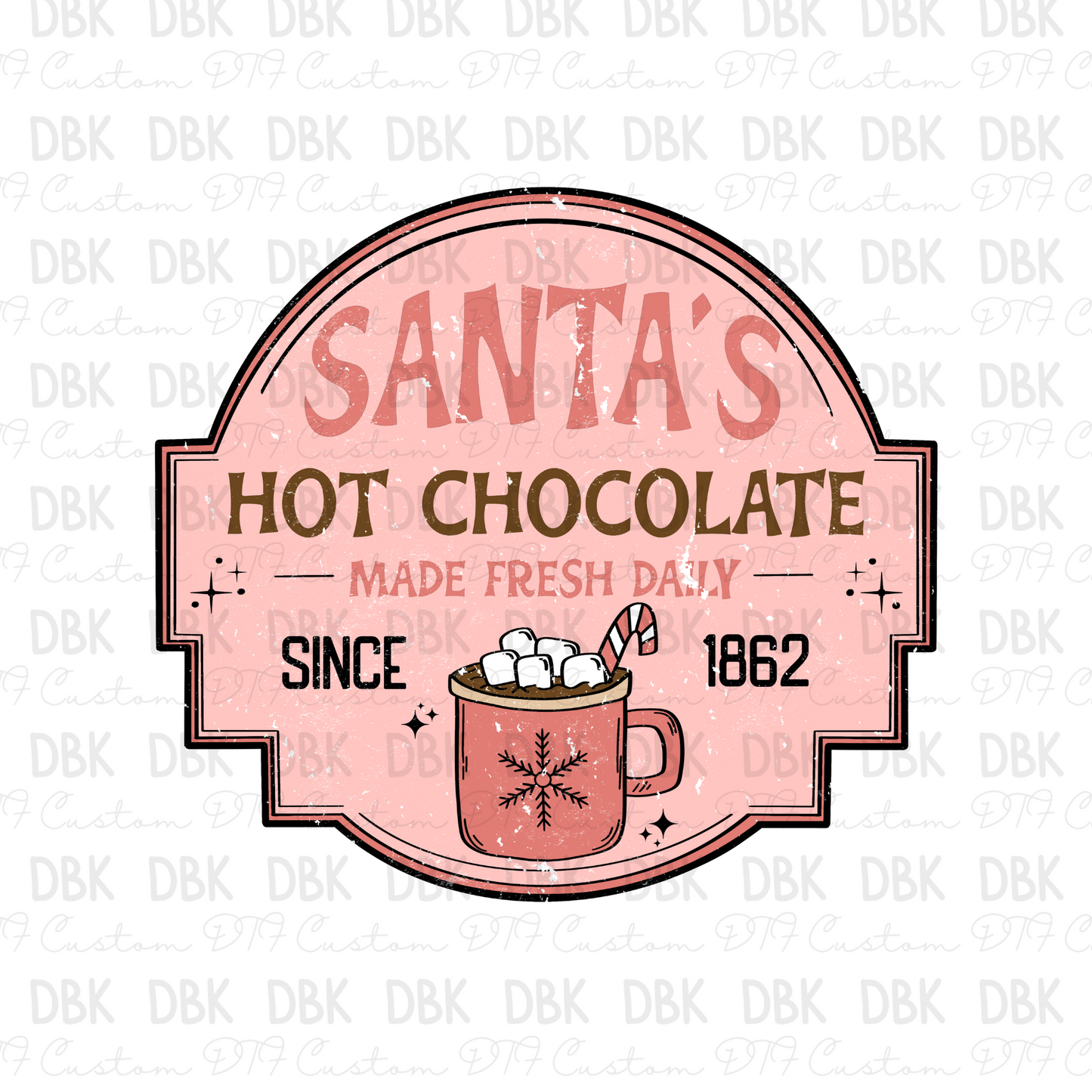 Santa's hot chocolate DTF transfer E100