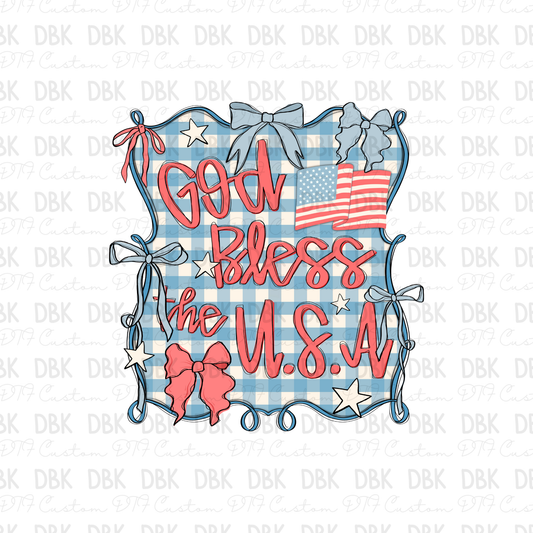 God Bless the USA DTF Transfer