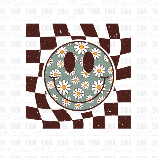 Checkered Smiley DTF Transfer