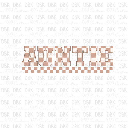 Auntie check DTF transfer