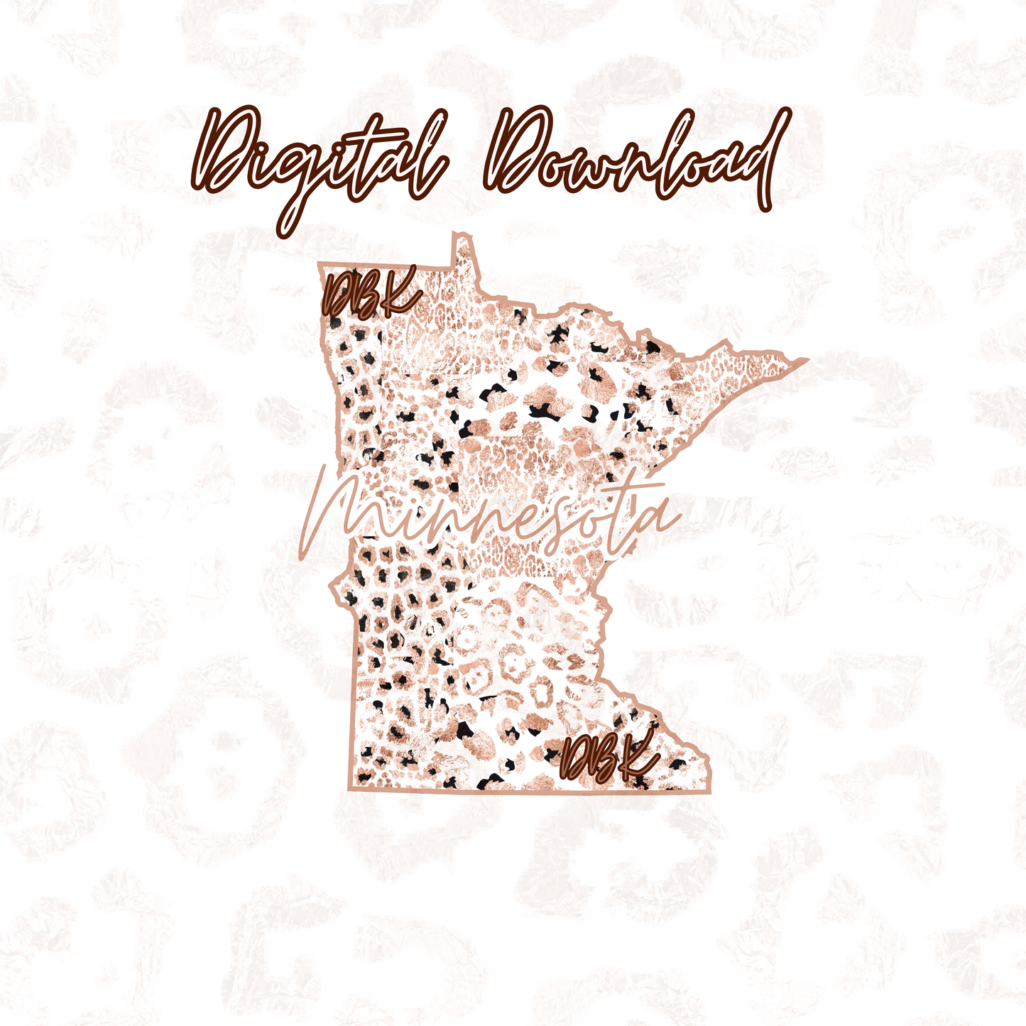 Minnesota Rose Gold Leopard Digital Download