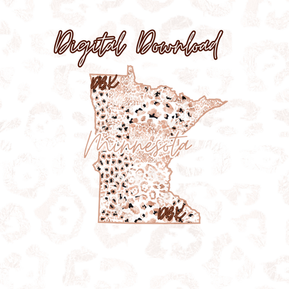 Minnesota Rose Gold Leopard Digital Download